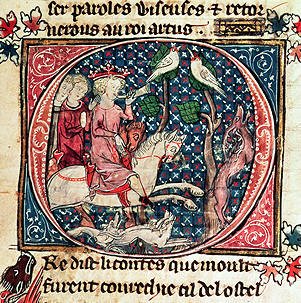 O - King Arthur riding 1300s England
